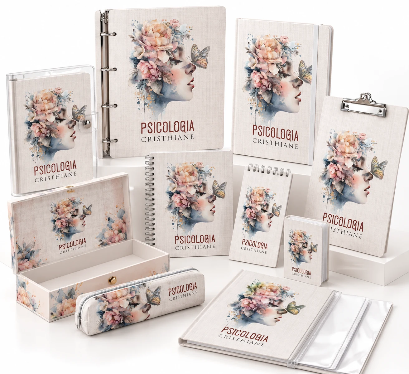 Coleção de papelaria personalizada Romanesque com capa floral de Psicologia